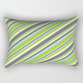 [ Thumbnail: Light Yellow, Dim Gray, Light Blue & Green Colored Lines/Stripes Pattern Rectangular Pillow ]