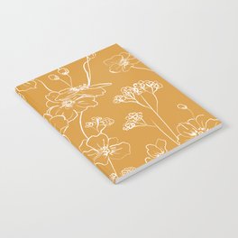 Wild Roses - Mustard and White Notebook