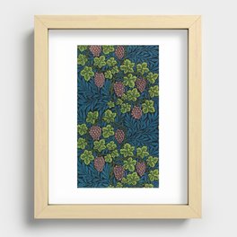 William Morris Midnight blue grapes and grape vines vineyard textile pattern 19th century floral print Recessed Framed Print