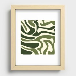 Retro Style Abstract Background - Pine Tree and Dark Olive Green Recessed Framed Print