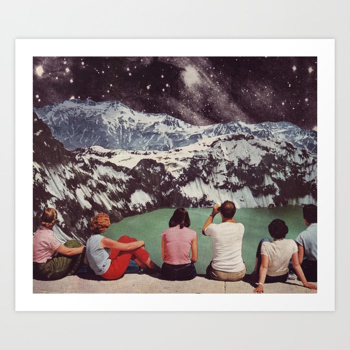 GLACIAL by Beth Hoeckel Kunstdrucke | Collage, Paper, Photomontage, Pop-art, Vintage, Natur, Pop-surrealism, Freunde, Berge, Sterne