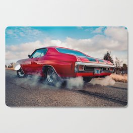Vintage Chevelle SS 454 cowl hood American Classic Muscle car automobiles transportation rear shot color photograph / photography poster posters Cutting Board