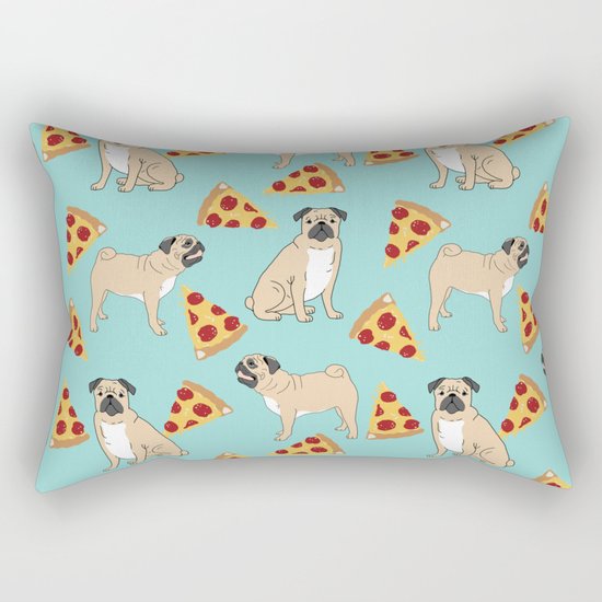 Pug Pizza Party cute pug dog owner gifts food pet gifts puggle puppy dog pet portrait trendy Rectangular Pillow