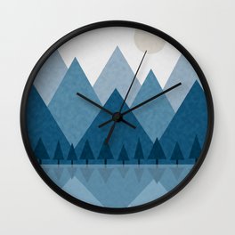 Calming Abstract Geometric Mountains Blue Wall Clock