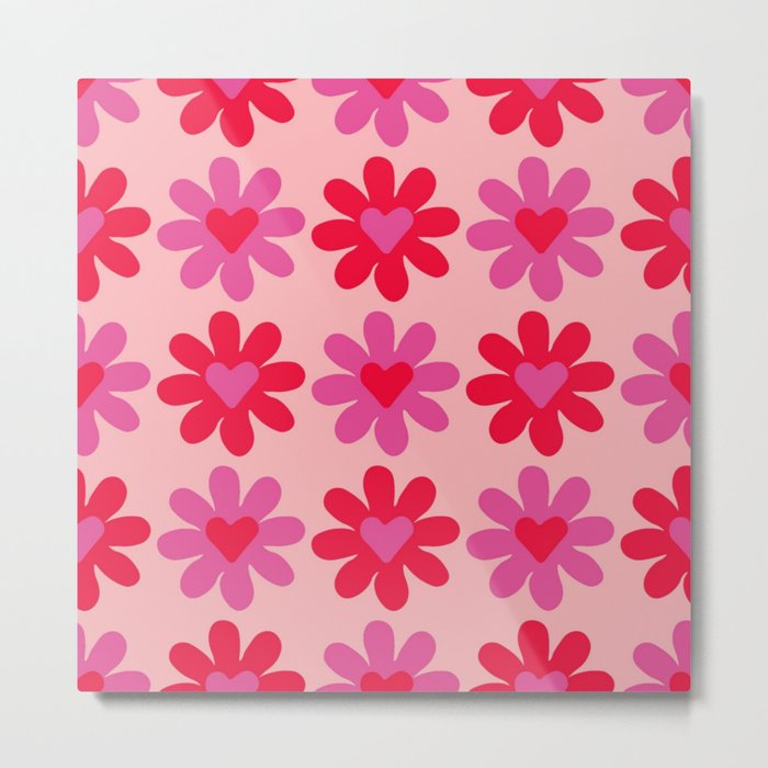 Society6 ケース Lace Love by Pink Berry Patterns Love Bloom - Pink and Red Retro Flowers with Hearts Pattern