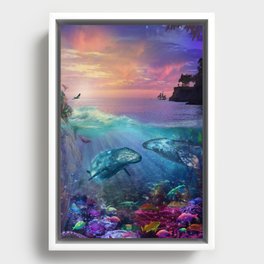 Tropical Whales Framed Canvas