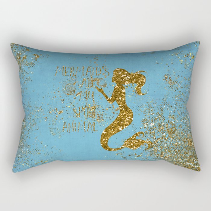 Glitter Typography - Mermaids Are My Favorite Animal Rectangular Pillow
