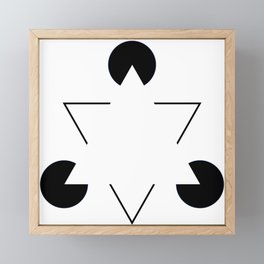 Kanizsa triangle Framed Mini Art Print | Optical, Kanizsa, Graphicdesign, Black and White, Geometry, Illusion, Triangle, Triangles, Illusorycontours, Illusory 