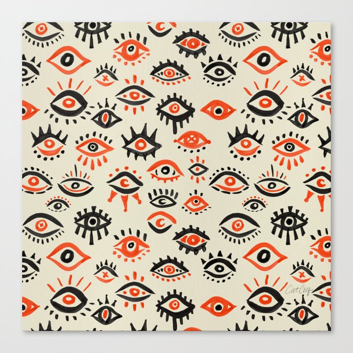 Mystic Eyes – Red & Black Canvas Print
