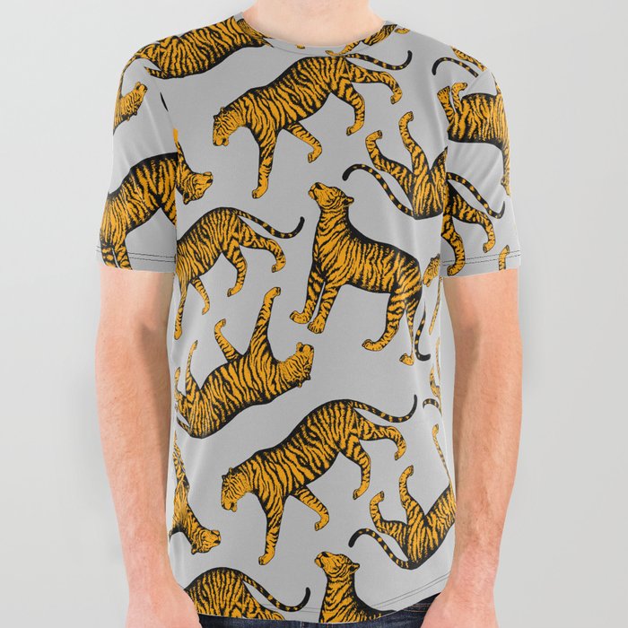 Tigers (Gray and Marigold) All Over Graphic Tee