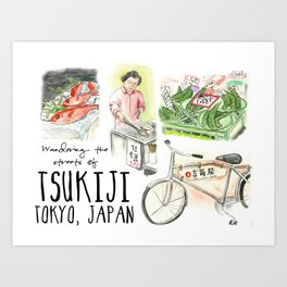 Wandering the Streets of Tsukiji, Tokyo, Japan Art Print