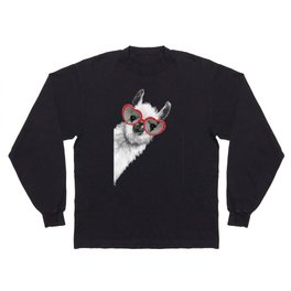 Fashion Hipster Llama with Glasses Long Sleeve T-shirt