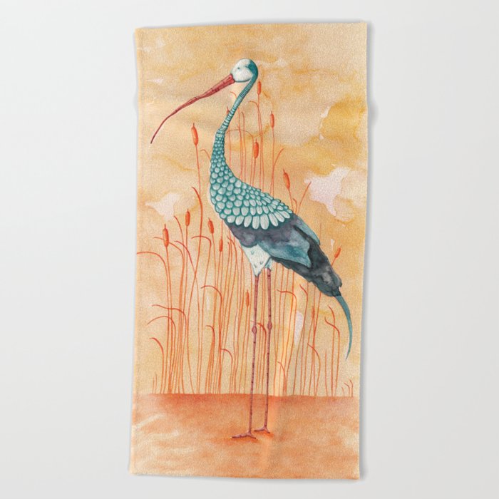 An Exotic Stork Beach Towel