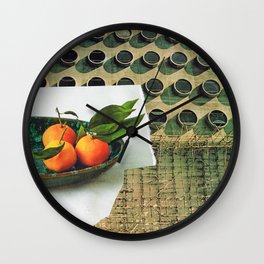 bowl of clementines Wall Clock | Fruit, Cutandpaste, Oranges, Brutalist, Fruitatian, Surreal, Man, Giftforhim, Clementines, Architecture 