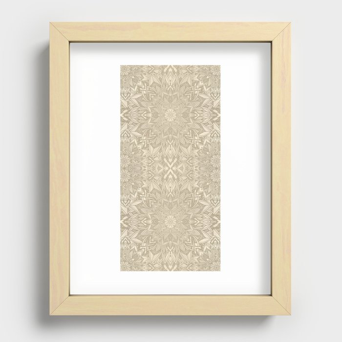 Golden mandala floral lineart pattern Recessed Framed Print