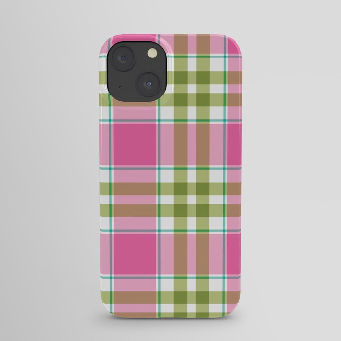 Pink Green Madras Plaid iPhone Case