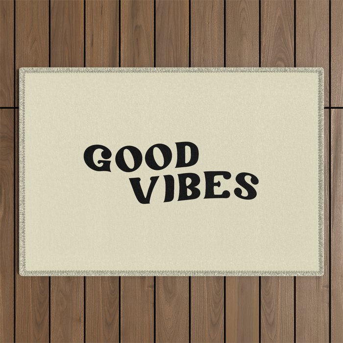 Good Vibes 2 black Outdoor Rug