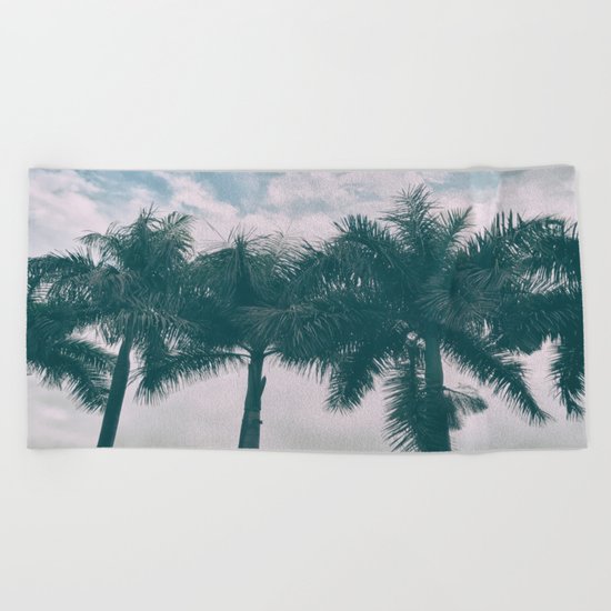 Palm Trees in tropical climate Beach Towel