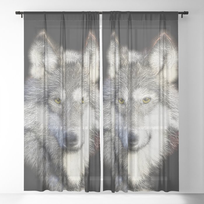 Spiked Gray Wolf Sheer Curtain
