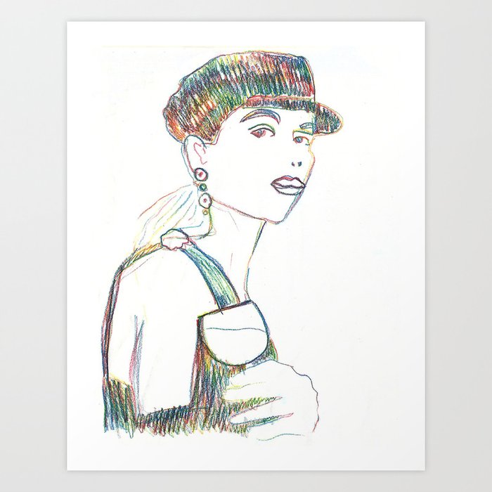 Color pencil fashion woman Art Print