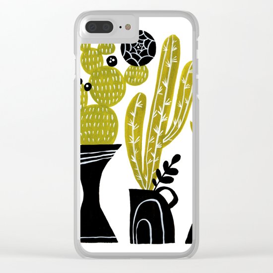 GREEN AND BLACK CACTUS Clear iPhone Case