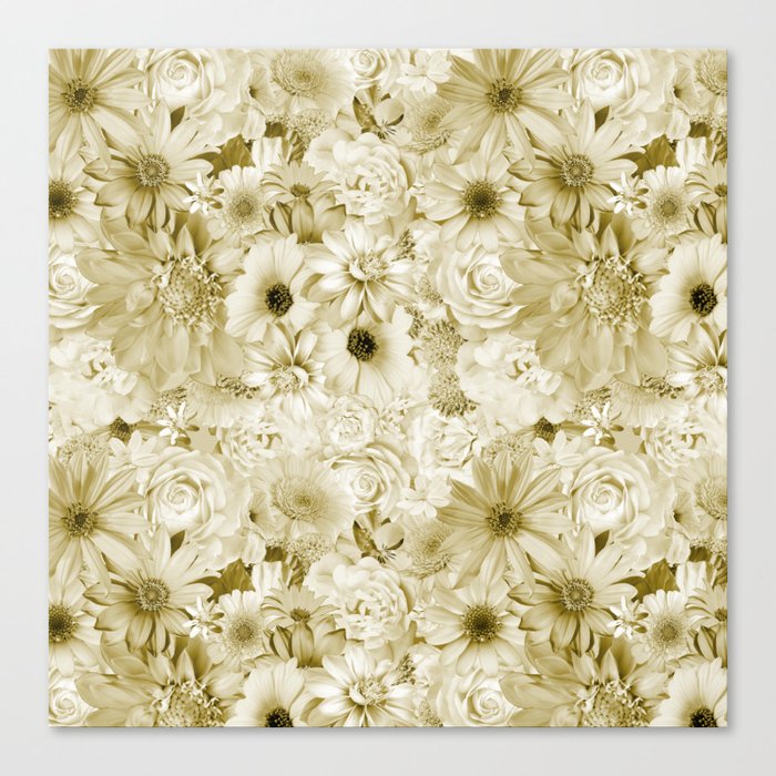 jade green floral bouquet aesthetic cluster Canvas Print
