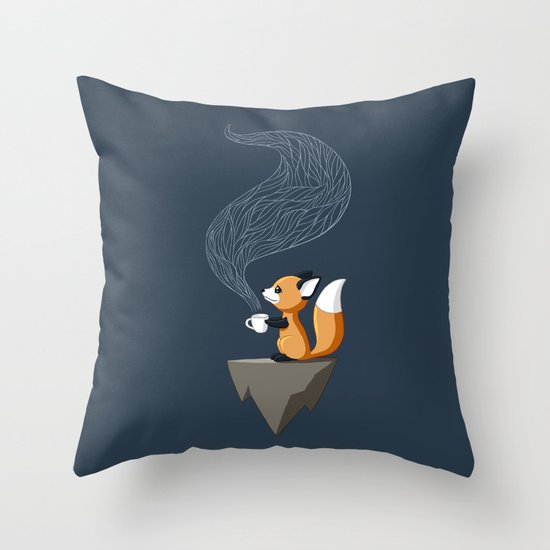 Fox Tea Throw Pillow
