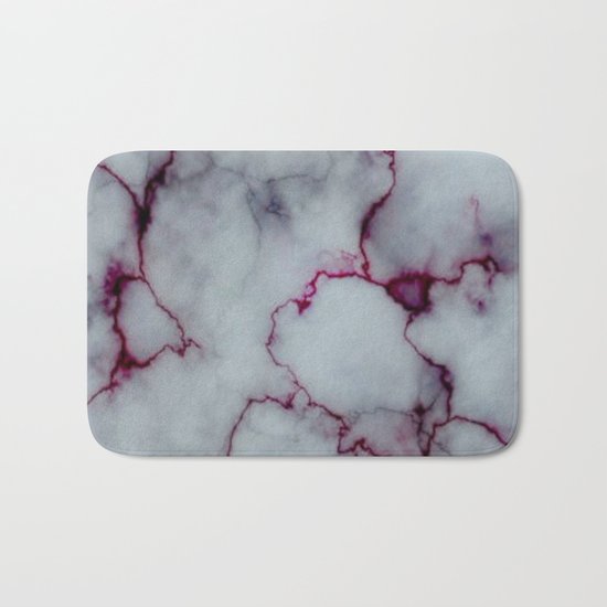 White with Maroon Marbling Bath Mat
