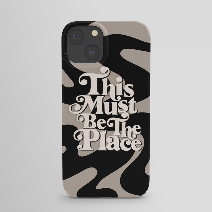 This Must Be The Place - 70s, Vintage, Retro, Abstract Pattern (Black & Beige) iPhone Case