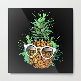 Pineapple Sunglasses Fruit Fruits Metal Print