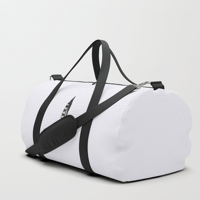 Minimalist Abstract Black and White Feather Duffle Bag