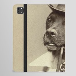 Dog in top hat with pipe vintage  iPad Folio Case