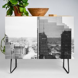 City in the Snow | Minneapolis Architecture Photography | Black and White Credenza