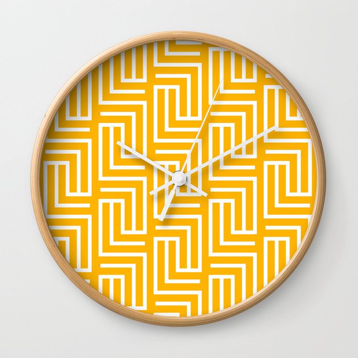 Orange and White Tessellation Line Pattern Pairs Coloro 2022 Popular Color Nectar 033-74-41 Wall Clock