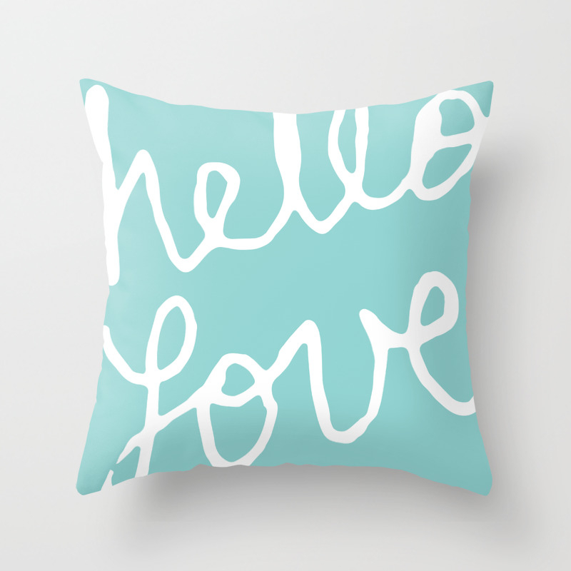 Hello Love Aqua Throw Pillow By Aldariartstudio Society6 Hello Love Aqua Throw Pillow By