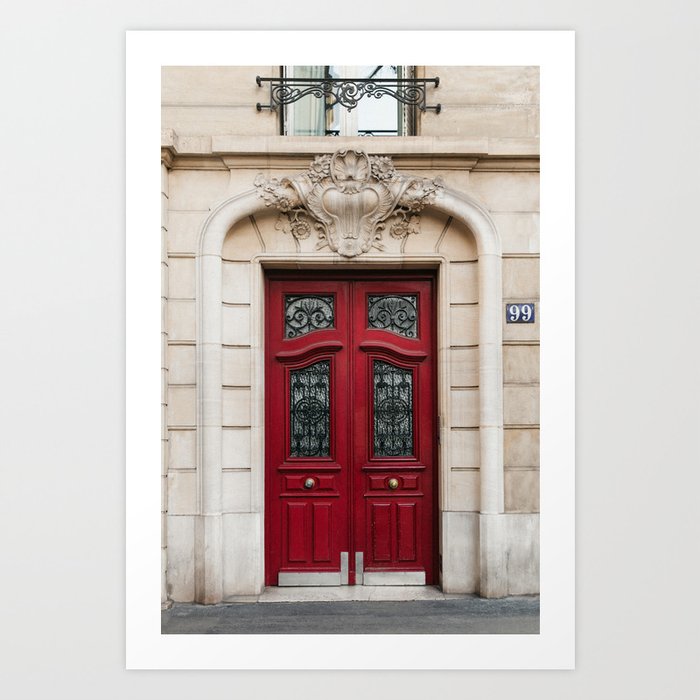 Red Door In Paris Art Print