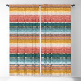 serape southwest stripe - orange & teal Blackout Curtain