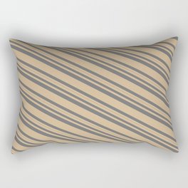 [ Thumbnail: Tan & Dim Gray Colored Lined/Striped Pattern Rectangular Pillow ]