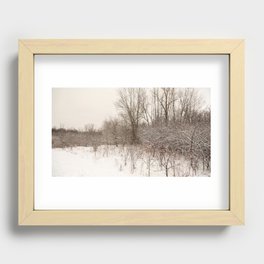 snow covered trees in forest  Recessed Framed Print