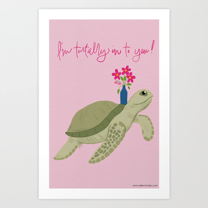 Turtally into You, Turtle Art Print
