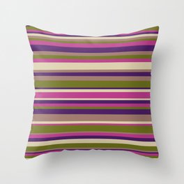 Horizontal Colorful Stripes – Pink Throw Pillow