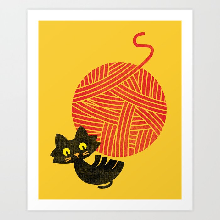 Fitz - Happiness (cat and yarn) Art Print