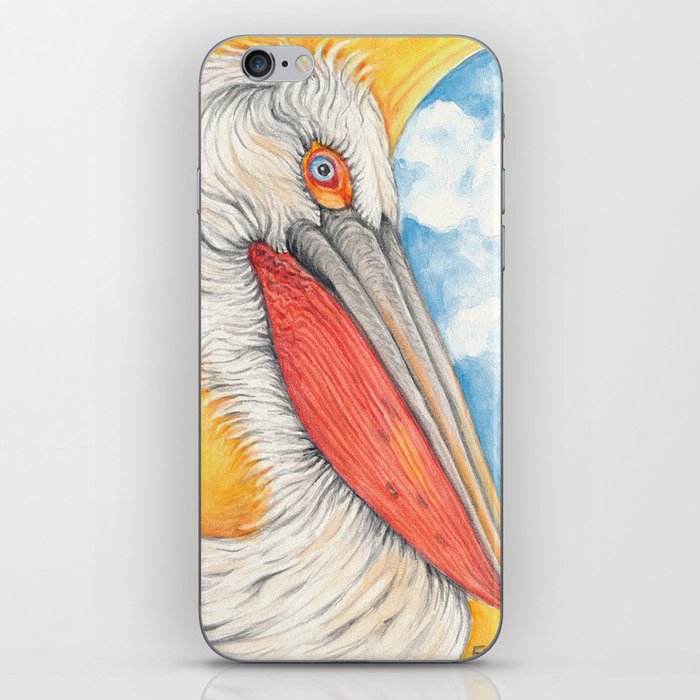 Pelican Sun and Sky Watercolor Art iPhone Skin