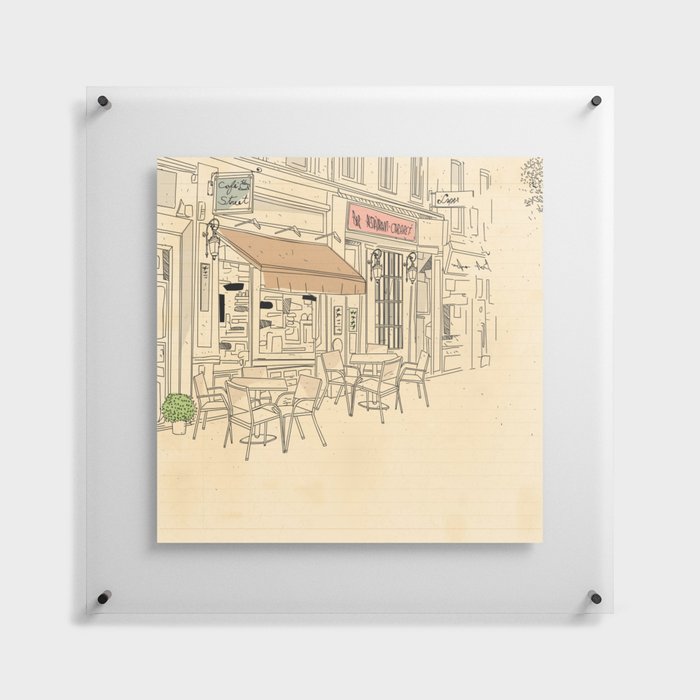 street cafe sketch Floating Acrylic Print