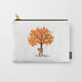 Free Hugs Under The Tree Carry-All Pouch | Digital, Cuteanimals, Autumnleaves, Awaiting, Patientlywaiting, Cutehedgehog, Snail, Lovespreading, Autumncolors, Cuddlingmood 