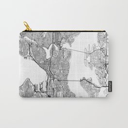 Seattle White Map Carry-All Pouch | Simple, Line, Art, Minimal, Pattern, Graphicdesign, Illustration, Vector, Design, Architecture 