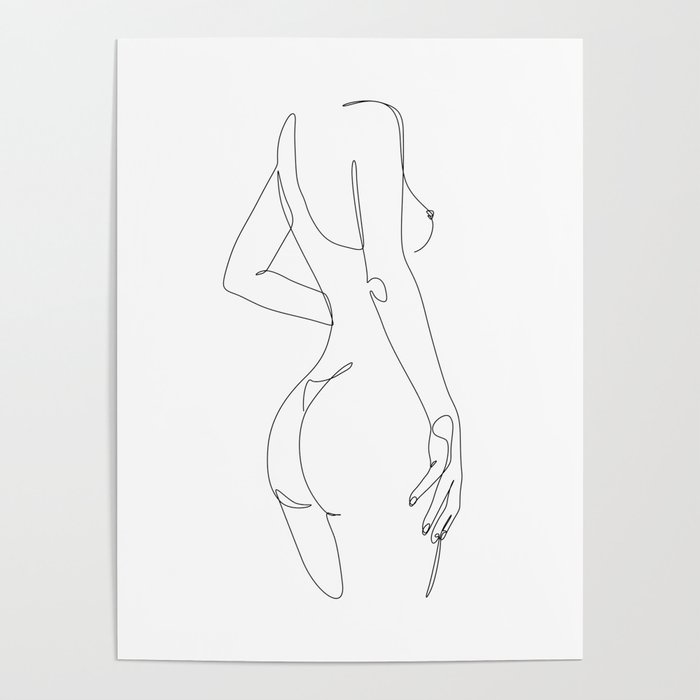 Nip and Butt / Naked female body line illustration / Explicit Design  Poster