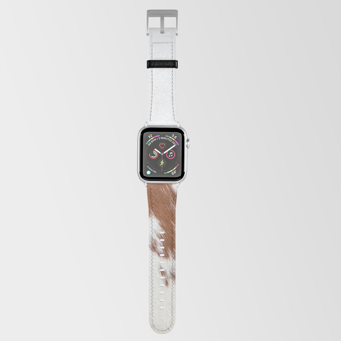 Minimal Brown Cowhide, Cow Skin Print Pattern Apple Watch Band