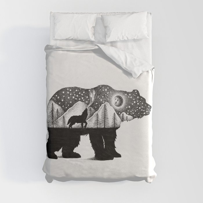 THE BEAR AND THE WOLF Duvet Cover