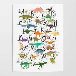 Colorful dinosaur alphabet Poster